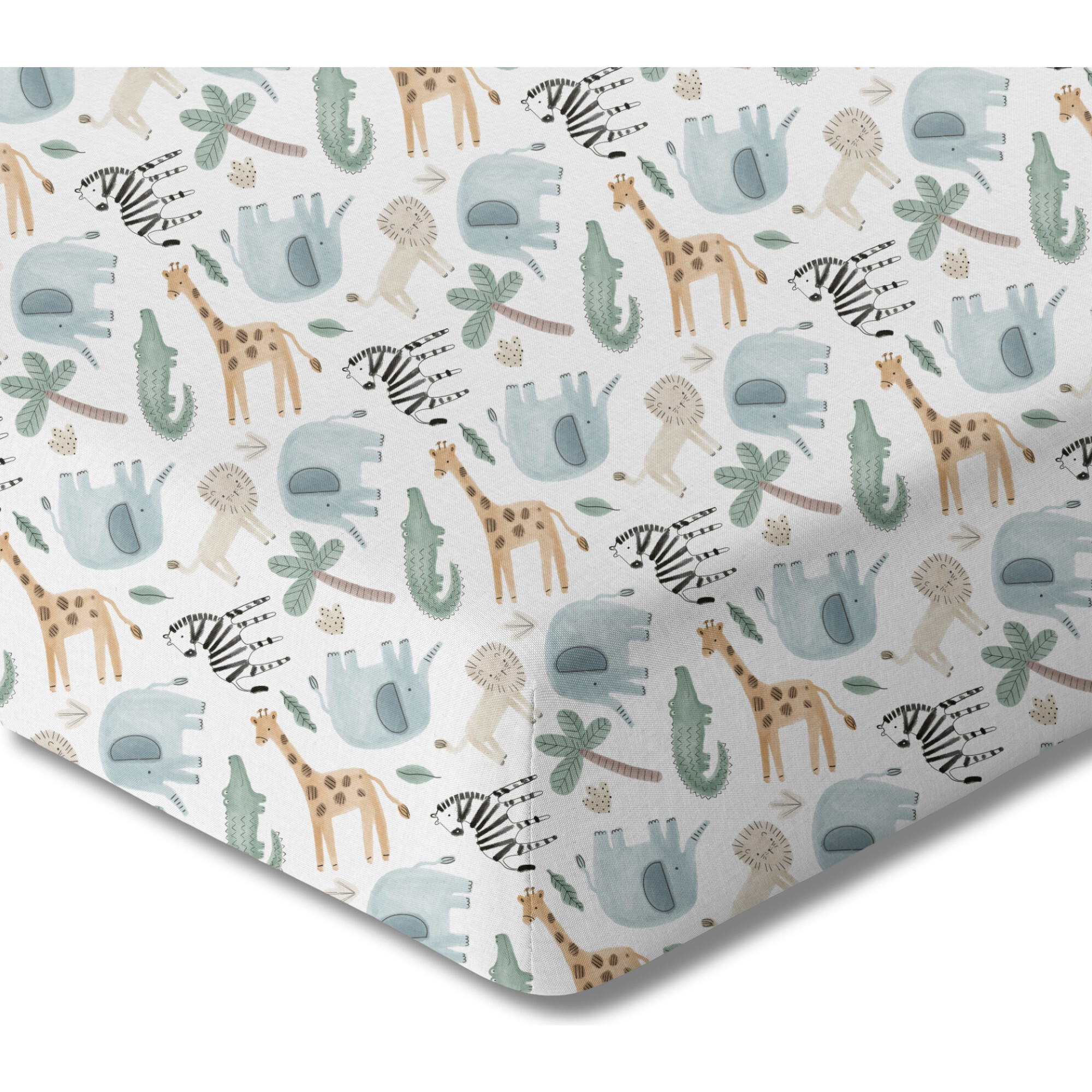 Organic Print Crib Sheet, Safari Animals - Crib Sheets - 1