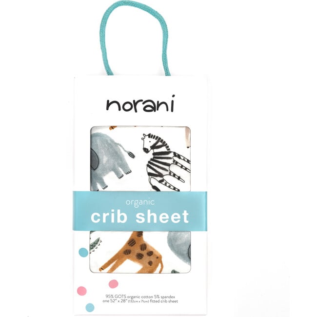 Organic Print Crib Sheet, Safari Animals - Crib Sheets - 2