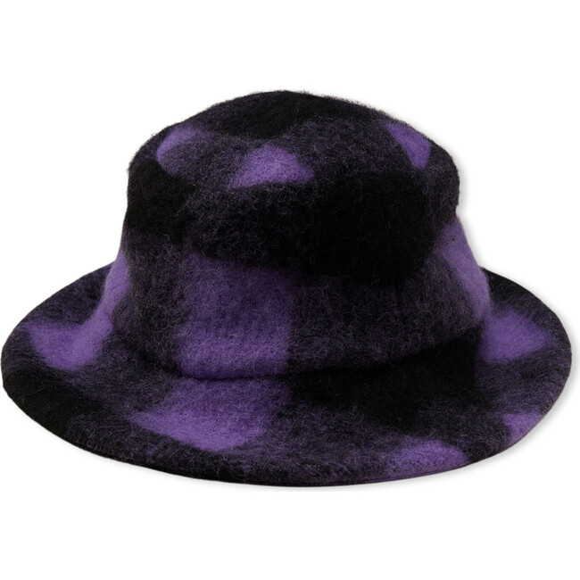 Wool Plaid Bucket Hat, Purple