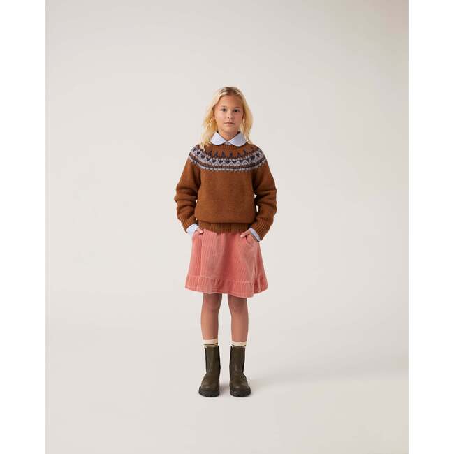 Alpaca Fair Isle Raglan Sleeve Sweater, Tan - Sweaters - 2