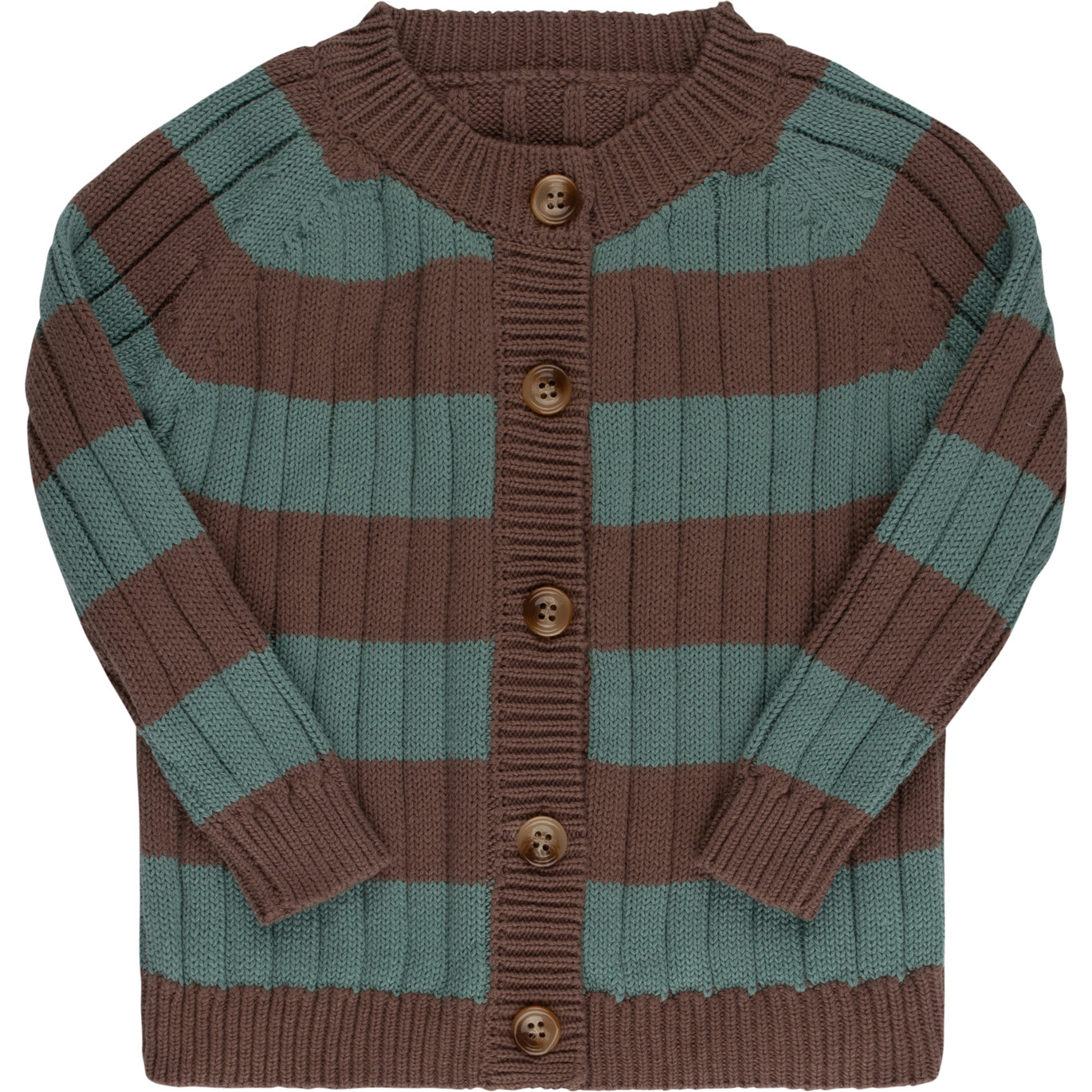 Stripped Knit Cardigan, Mocha - Cardigans - 1