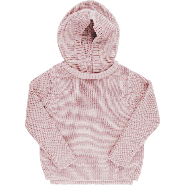 Hooded Knit Sweater, Heather Lilac