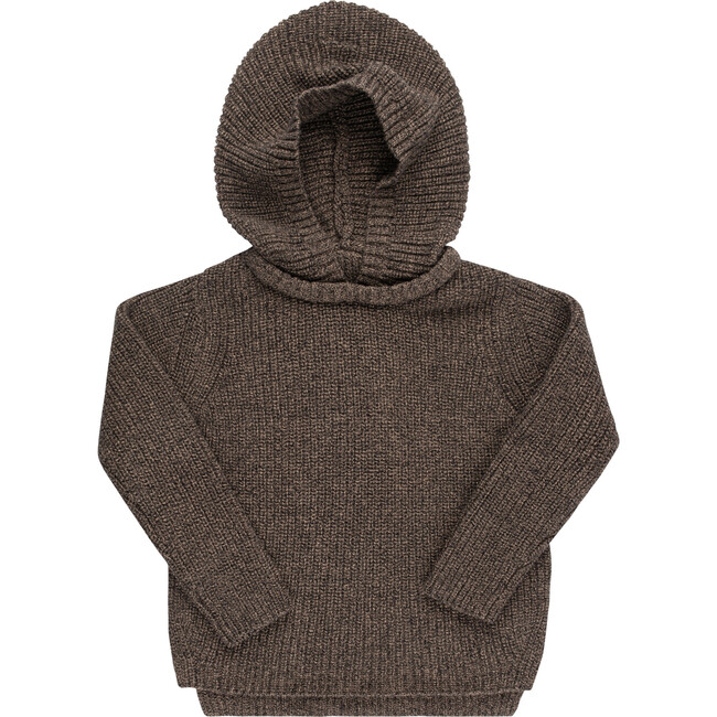 Hooded Knit Sweater, Heather Onyx