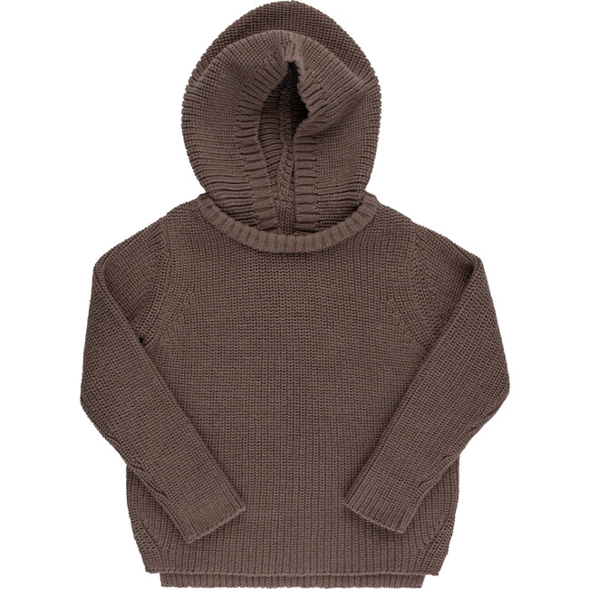 Hooded Knit Sweater, Deep Taupe