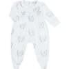 Lamb Print Smocked Footie, Blue - Footie Pajamas - 1 - thumbnail