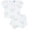 Lamb Print Diaper Cover Set, Pink - Mixed Apparel Set - 1 - thumbnail