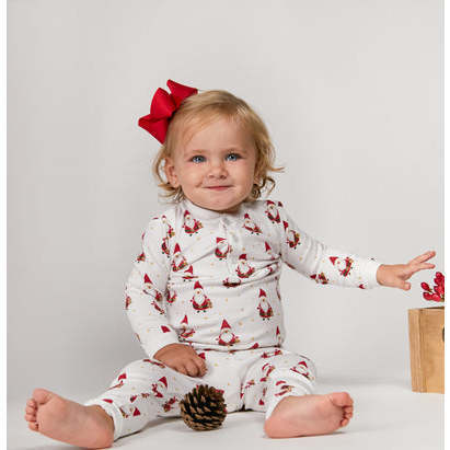 Santa Print Pajama, Red - Pajamas - 2