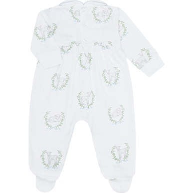 Lamb Print Smocked Footie, Blue - Footie Pajamas - 2