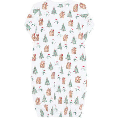 Wonderland Christmas Print  Gown, Green - Nightgowns - 2