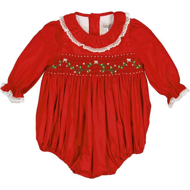 Margaret Christmas Long Sleeve Smocked Bubble, Red