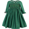 Margaret Christmas Long Sleeve Smocked Dress, Green - Dresses - 1 - thumbnail