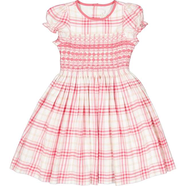 Lilibeth Tartan Flannel Smocked Dress, Pink