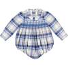 Louis Tartan Smocked Bubble, Blue - Rompers - 1 - thumbnail