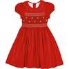 Pauline Classic Christmas Smocked Dress, Red - Dresses - 1 - thumbnail