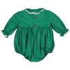 Margaret Christmas Long Sleeve Smocked Bubble, Green - Rompers - 6