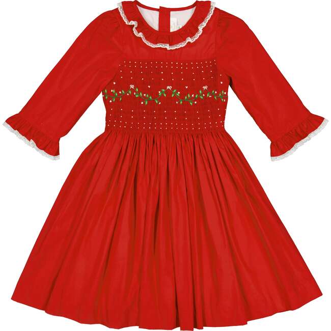 Margaret Christmas Long Sleeve Smocked Dress, Red