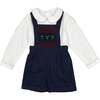 George Classic Christmas Smocked Dungaree, Navy - Overalls - 1 - thumbnail