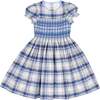 Lilibeth Tartan Flannel Smocked Dress, Blue - Dresses - 1 - thumbnail