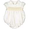 Colombe Silk Ceremony Smocked Bubble, Gold - Rompers - 1 - thumbnail