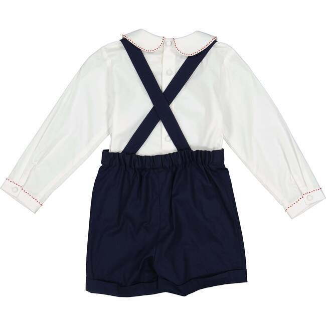 George Classic Christmas Smocked Dungaree, Navy - Overalls - 6