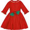 Margaret Christmas Long Sleeve Smocked Dress, Red - Dresses - 6