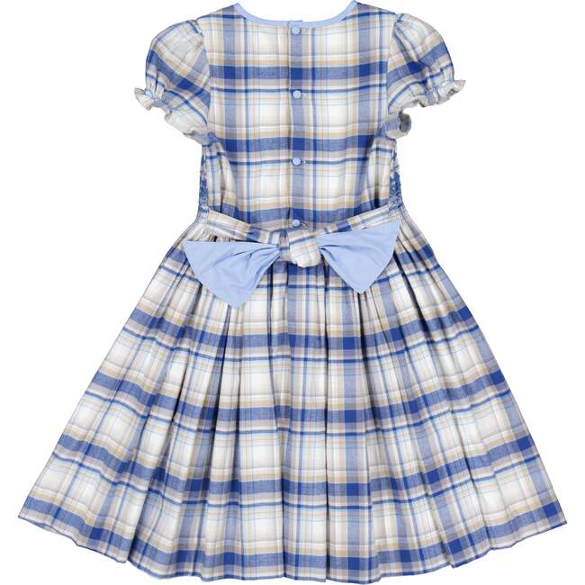 Lilibeth Tartan Flannel Smocked Dress, Blue - Dresses - 6