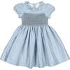 Astrid French Silk Smocked Dress, Azur - Dresses - 1 - thumbnail