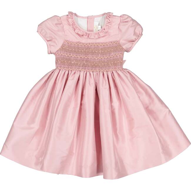 Astrid French Silk Smocked Dress, Pink