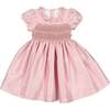 Astrid French Silk Smocked Dress, Pink - Dresses - 1 - thumbnail