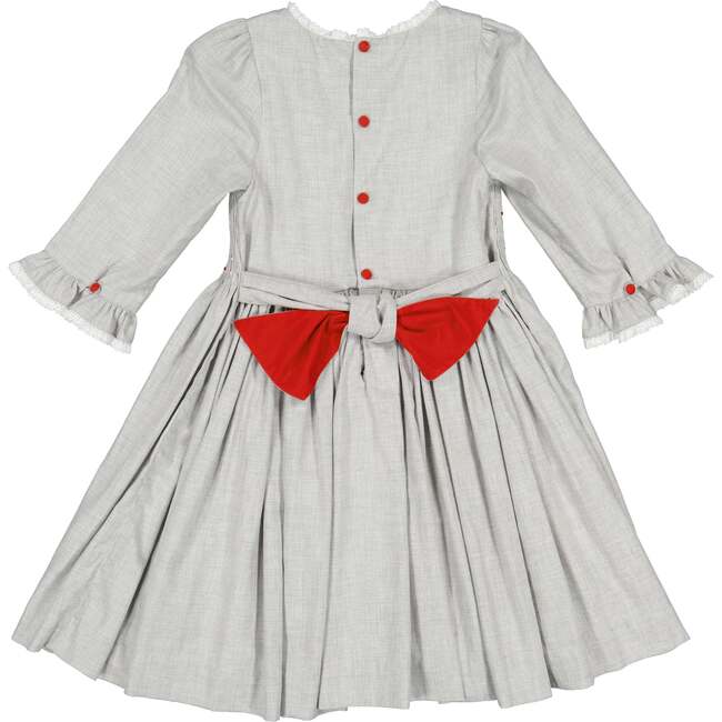 Anastasia Flannel Long Sleeve Smocked Dress, Grey - Dresses - 6