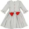 Anastasia Flannel Long Sleeve Smocked Dress, Grey - Dresses - 6