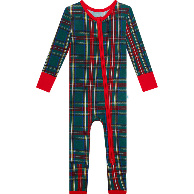 Tartan Plaid Newborn Convertible One Piece, Green - Rompers - 1