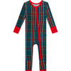 Tartan Plaid Newborn Convertible One Piece, Green - Rompers - 1 - thumbnail