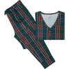 Tartan Plaid Women Long Sleeve Pajama Set, Green - Pajamas - 1 - thumbnail