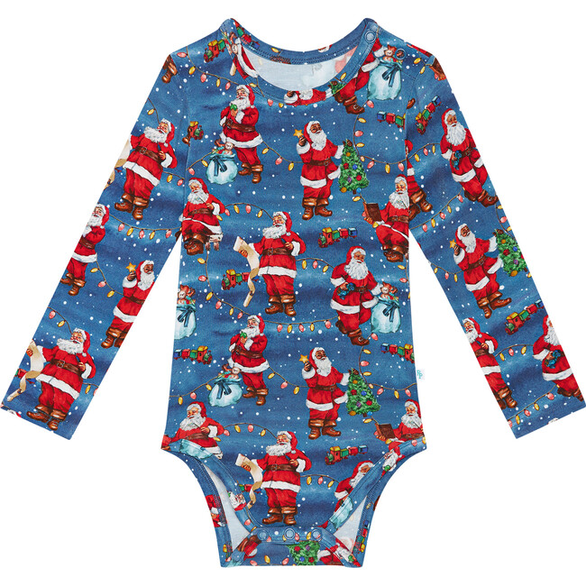 Santa Claus Long Sleeve Basic Bodysuit, Blue - Onesies - 1