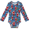 Santa Claus Long Sleeve Basic Bodysuit, Blue - Onesies - 1 - thumbnail