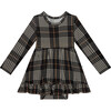 Sanders Long Sleeve Ruffled Bodysuit Dress, Black - Dresses - 1 - thumbnail
