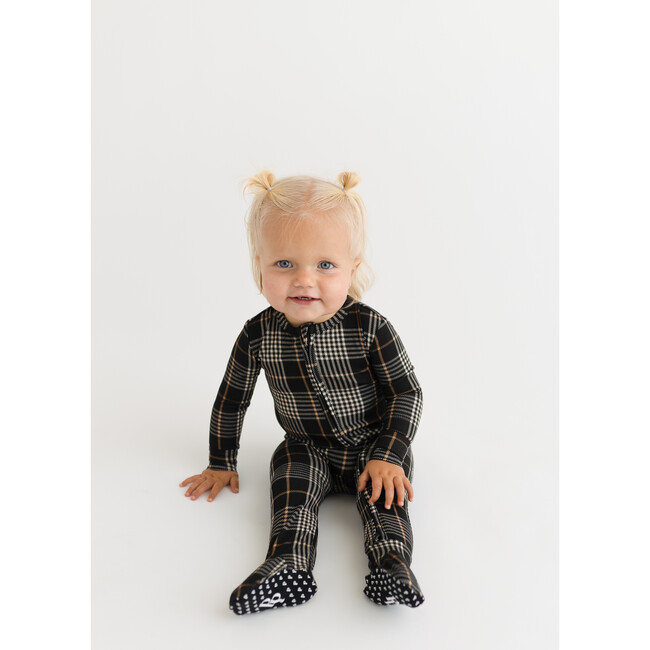 Sanders Footie Zippered One Piece, Black - Footie Pajamas - 3