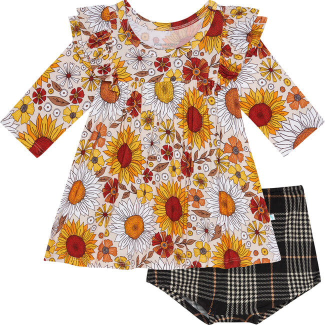Goldie 3/4 Sleeve Flutter Dress & Bloomer Set, Pink - Mixed Apparel Set - 1