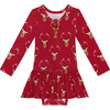 Dash Long Sleeve Henley Twirl Skirt Bodysuit, Red - Dresses - 1 - thumbnail