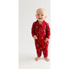 Dash Long Sleeve Collared Henley Long Romper, Red - Rompers - 3