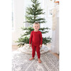 Dark Red Rib Long Sleeve Basic Pajama, Red - Pajamas - 2