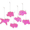 Frosted Circus Animal Cookie Ornaments, Pink Set of 6 - Ornaments - 1 - thumbnail