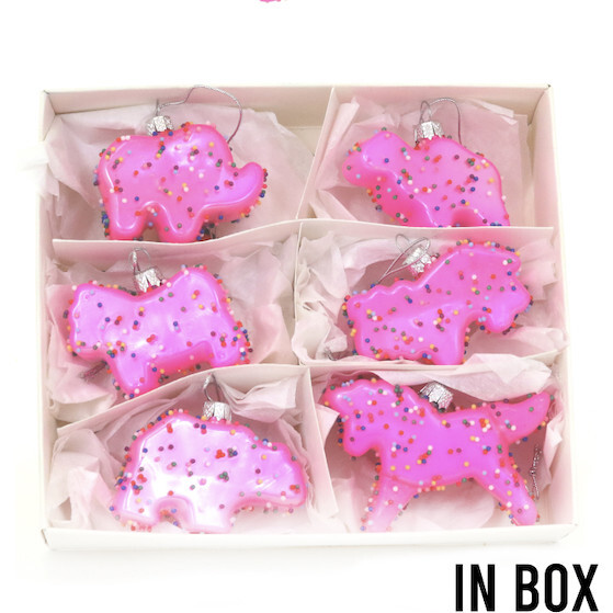 Frosted Circus Animal Cookie Ornaments, Pink Set of 6 - Ornaments - 2