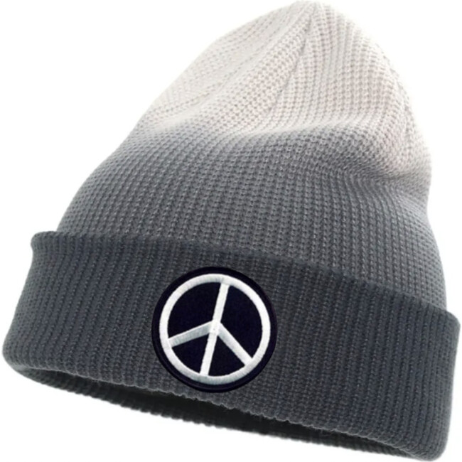 Peace Sign Ombre Beanie, Black