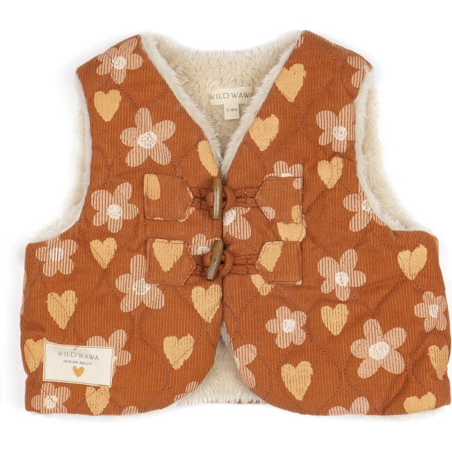 Quilted Vest, Floral Hearts Spice