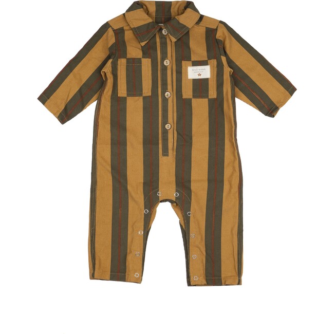 Buttons Striped Jumpsuit, Ginger