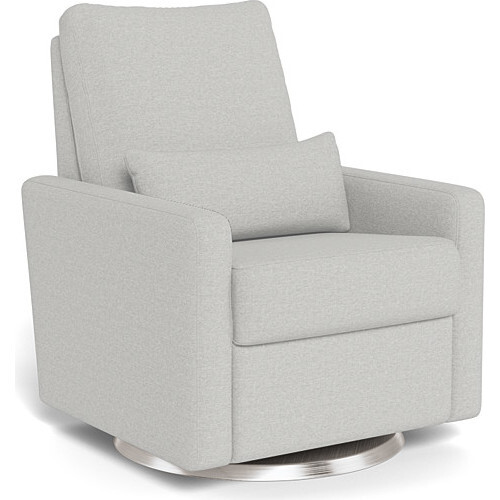 Matera Glider Recliner, Fog Grey With Brushed Steel Swivel Base