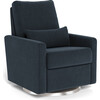 Matera Glider Recliner, Deep Navy With Brushed Steel Swivel Base - Nursery Chairs - 1 - thumbnail