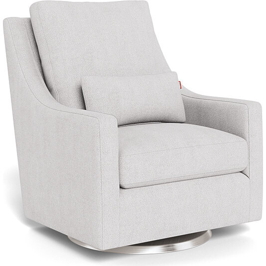 Vera Glider, Dove Grey Boucle With Brushed Steel Swivel Base